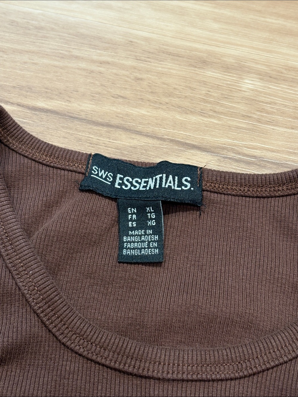 Essentials Chocolate Brown Ribbed Cropped Tank - Picture 3 of 3